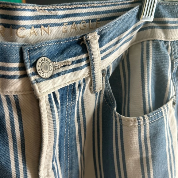 American Eagle Outfitters Blue and White Striped Straight Leg Jeans Size 4 - Picture 10 of 16